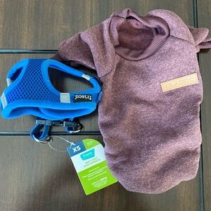 Puppy or Small dog starter kit- XS blue harness and brown sweatshirt (NWT)